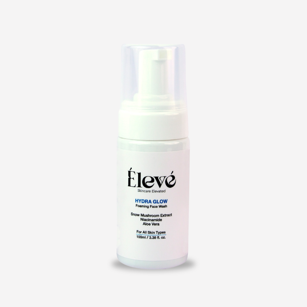 Eleve Hydra Glow Foaming Face Wash with snow mushroom extract, niacinamide, and aloe vera for all skin types